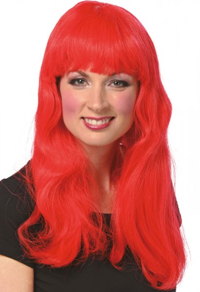 Perruque cheveux longs rouge vif Polly