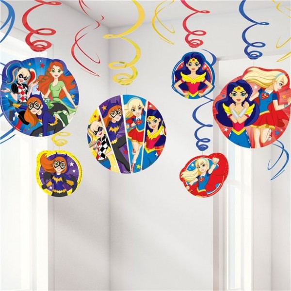12 DC Superhero Girls hanging swirls