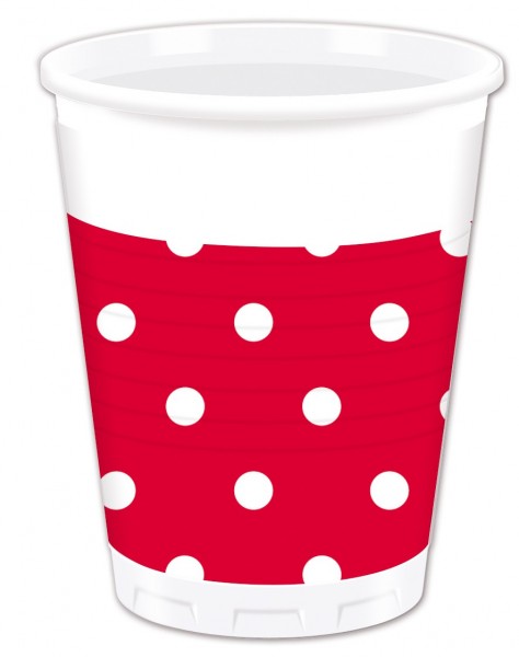 10 Mix Patterns dots cups rood 200ml