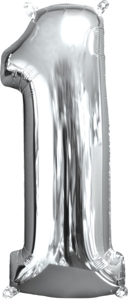 Palloncino foil numero 1 argento 66cm