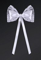 Preview: 4 satin decorative bows lace white 14cm