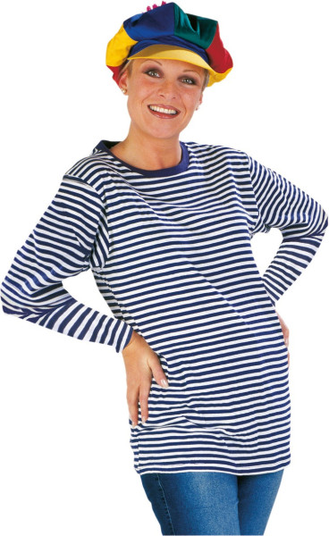 Blue long sleeve striped sweater for women