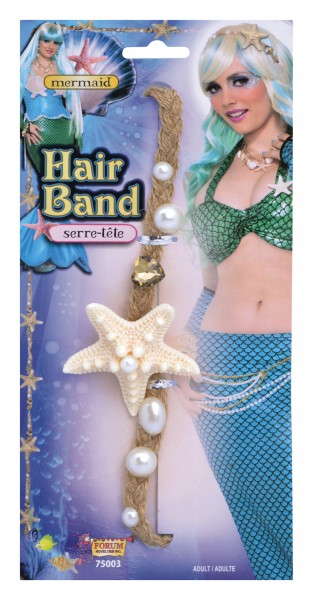 Cinta para el pelo trenzada con estrella de mar y perlas
