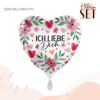 Vorschau: Rosy Romance Ballonbouquet-Set mit Heliumbehälter