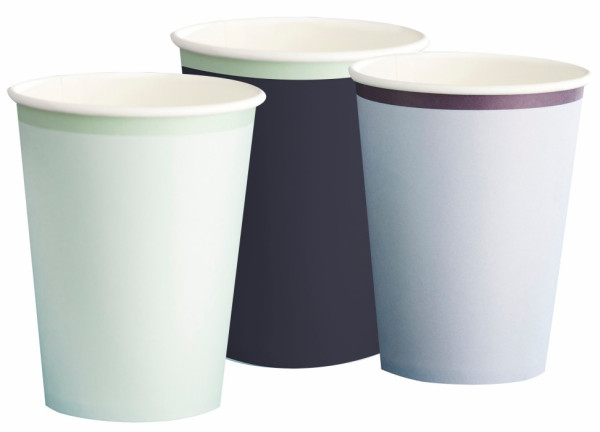 8 Mix Blue Eco paper cups 250ml