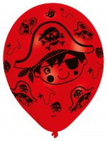 Preview: 6 little pirate Tommy balloons black and red