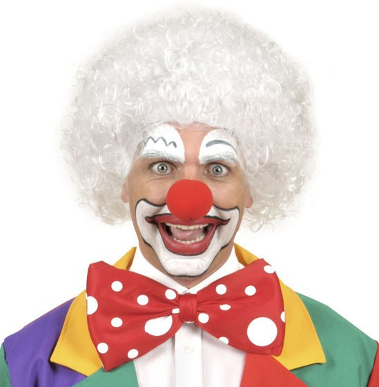 Vit cirkus clown afro peruk