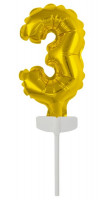 Gouden nummer 3 taartdecoratie ballon 15cm
