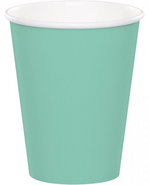 8 mint green paper cups of Rumba 256ml