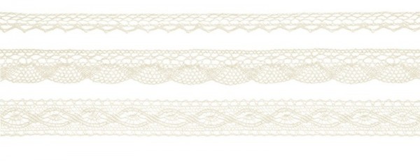 3 Boho lace gift ribbons 1.5m