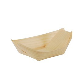50 cuencos de madera para comer con los dedos barco 11 x 6,5 cm