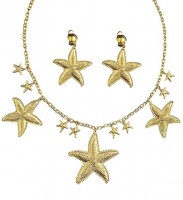 Vista previa: Conjunto de joyas de sirena estrella de mar dorada