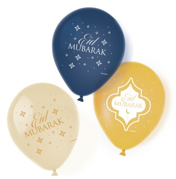 6 palloncini Eid Mubarak 27,5 cm