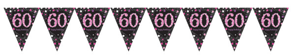 Pink 60th Birthday pennant chain 4m