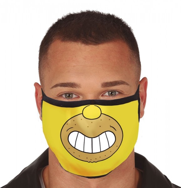 Yellow comic figure mouth and nose mask