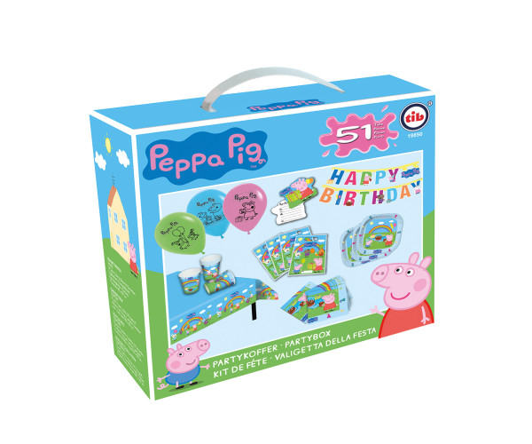 Peppa Pig rainbow party suitcase 51 pieces