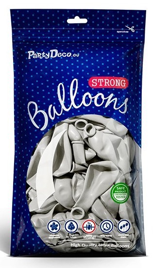 50 metalowych balonów Partystar srebrny 27 cm
