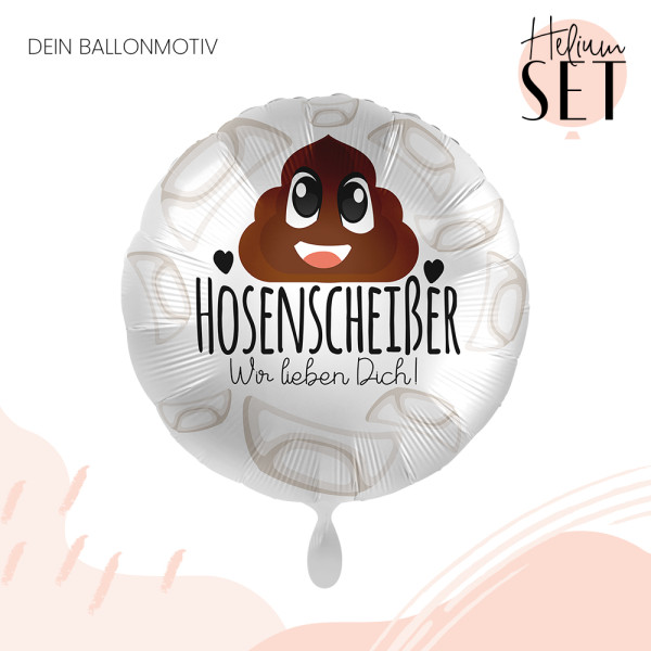 Hosenscheißer Ballonbouquet-Set mit Heliumbehälter