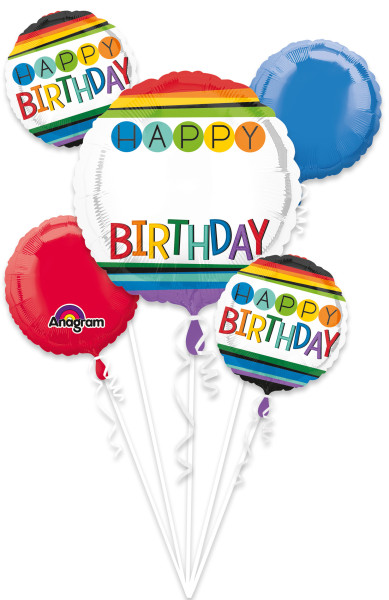 5 Folienballons Colorful Birthday