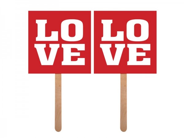 2 love signs photo props 9 x 9cm