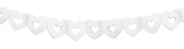 Biała papierowa girlanda w kształcie serca 3m 3