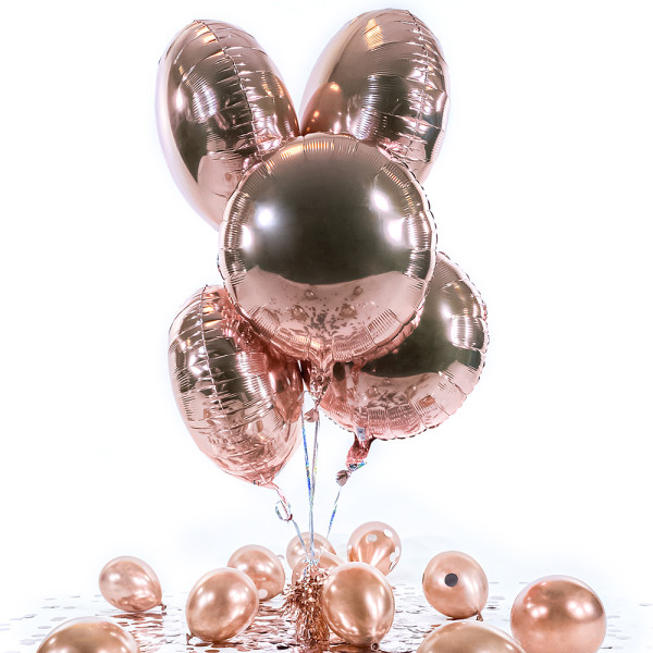 5 Heliumballons in der Box Rosegold