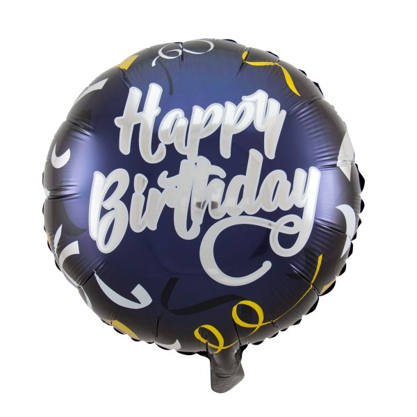Folieballon Happy Bday donkerblauw