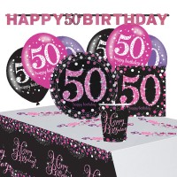 Pink 50th Birthday decoration set 41 pieces