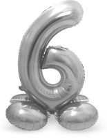 Balon numer 6 srebrny 72 cm