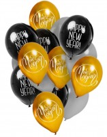 Aperçu: Bonne année ensemble de bouteille d'hélium avec des ballons et ruban