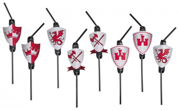 8 knight coat of arms straws 24cm