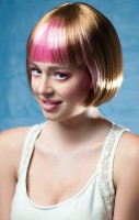 Shiny bob wig brown-pink