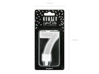 Preview: Number 7 cake candle silver gloss 7cm
