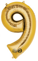 Zahlenballon 9 gold 86cm