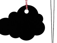 Anteprima: 6 carte regalo nuvole in nero con nastro