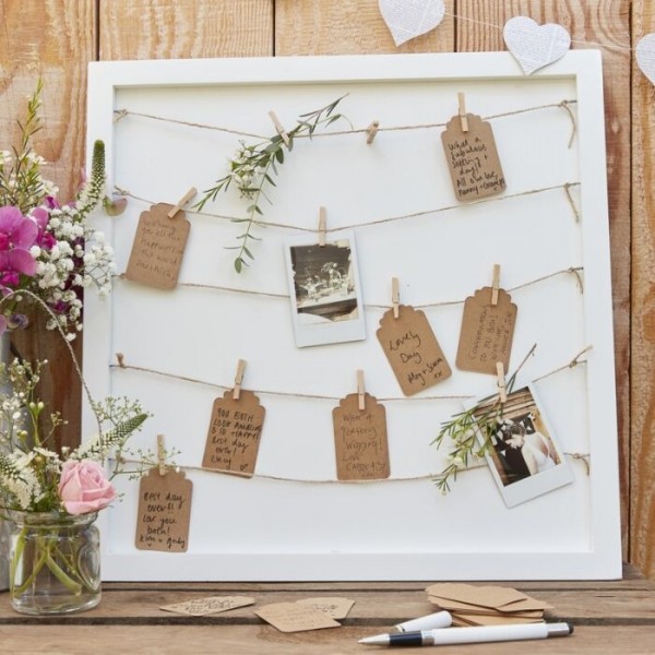 Guest book frame with brackets and thread