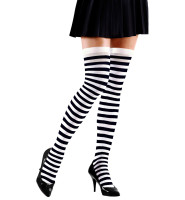 Preview: Black and white striped stockings