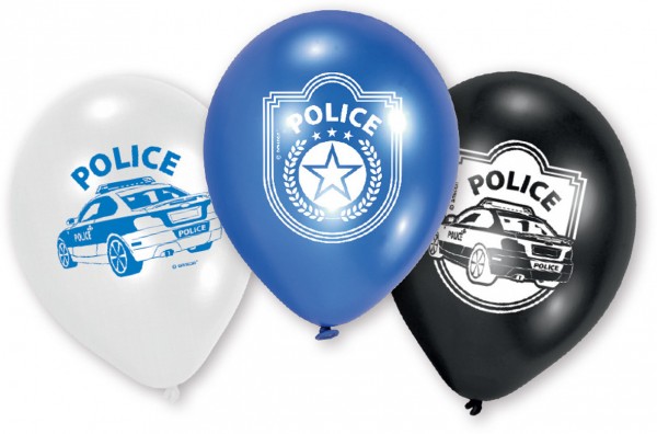 6 Polizei-Einsatz Luftballon 23 cm