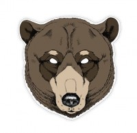 Preview: Mask grizzly bear paper with ribbon