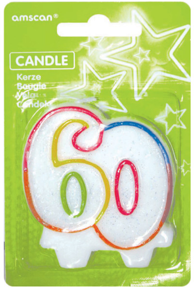 Vela de pastel de cumpleaños número 60 Fiesta de cumpleaños colorida