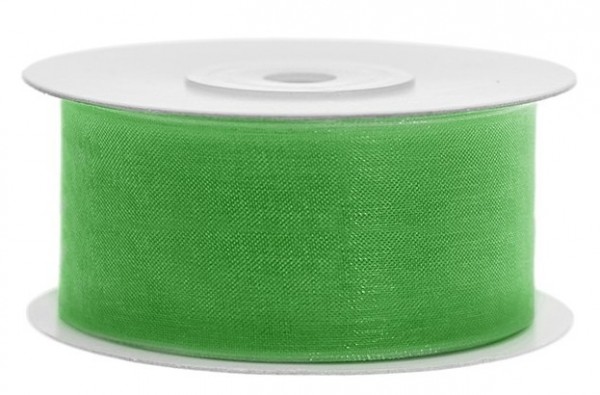 25m Geschenkband Smaragdgrün Chiffon-Optik
