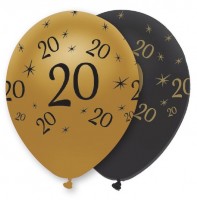 Oversigt: 6 magiske 20. fødselsdagsballoner 30 cm