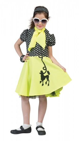 Żółta sukienka pudla dla dzieci z lat 50