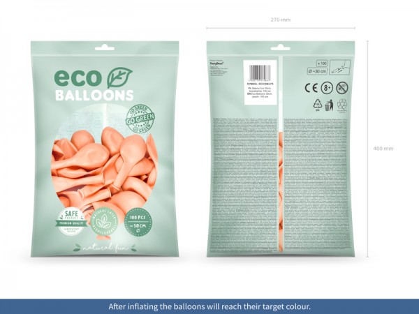 100 Eco metallic balloons peach 30cm