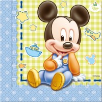 20 serviettes de douche bébé Mickey Mouse 33cm