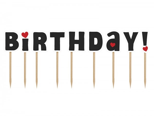 14 bâtonnets à cupcake Happy Birthday 9cm 3