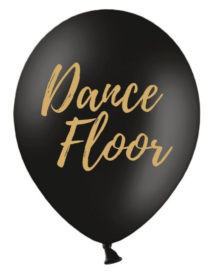 50 balloner i dansegulvet i sort og guld