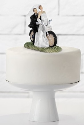 Figurine gâteau couple nuptial sur moto 11cm 2
