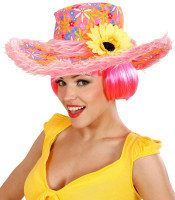 Plush sunflower hat pink