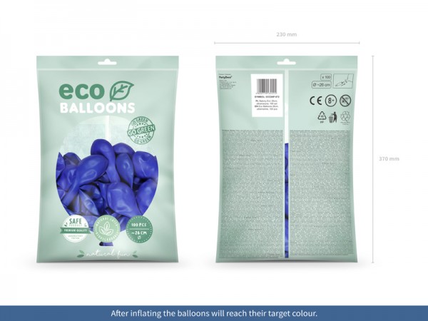 100 eco pastel balloons dark blue 26cm